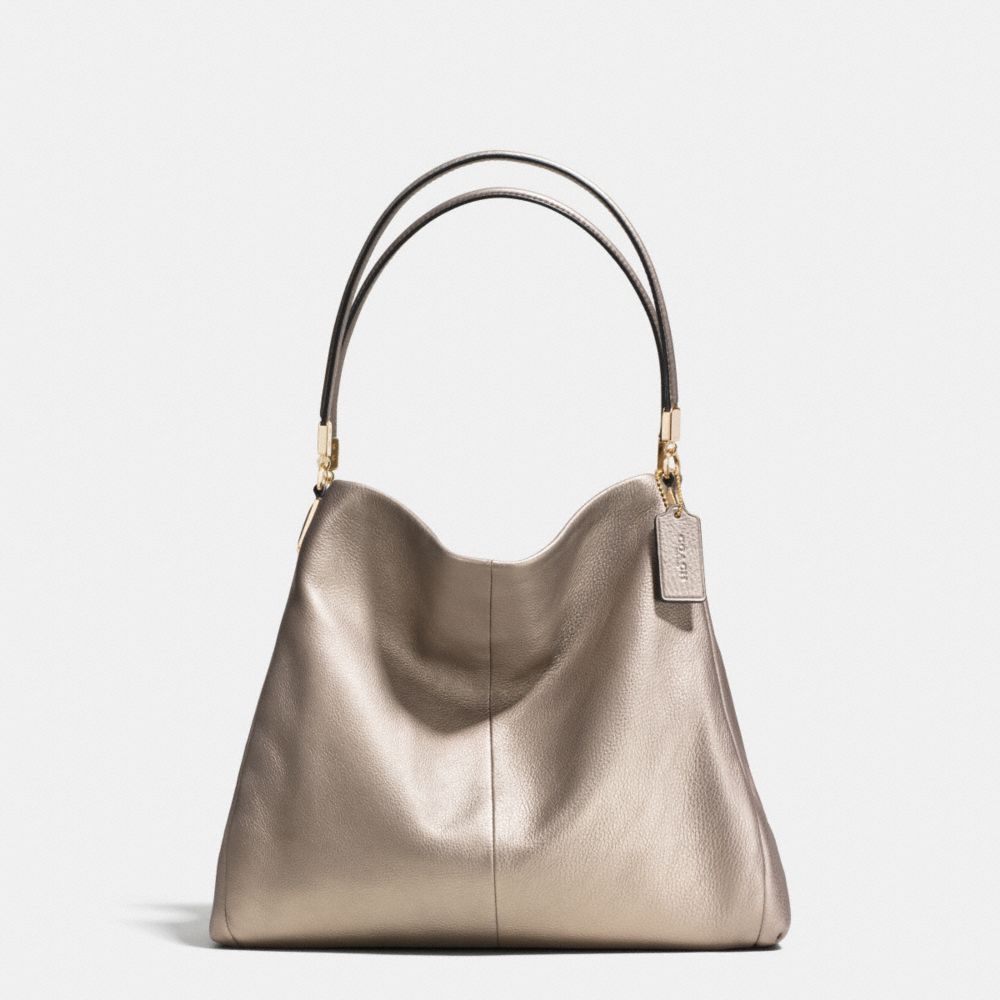 PHOEBE SHOULDER BAG IN PEBBLE LEATHER - f34495 - LIGHT GOLD/METALLIC