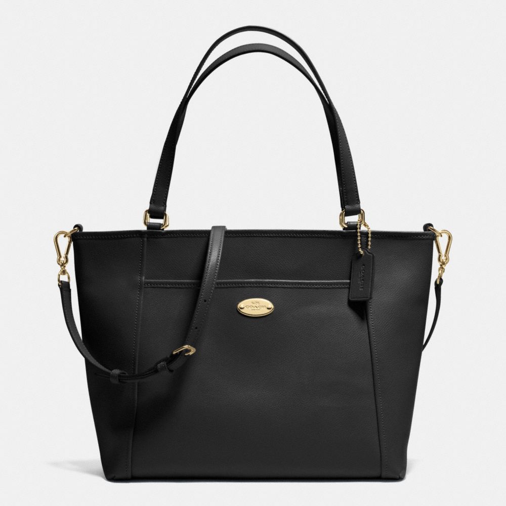 POCKET TOTE IN CROSSGRAIN LEATHER - IMITATION GOLD/BLACK - COACH F34497