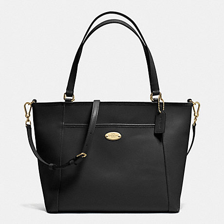 COACH POCKET TOTE IN CROSSGRAIN LEATHER - IMITATION GOLD/BLACK - f34497