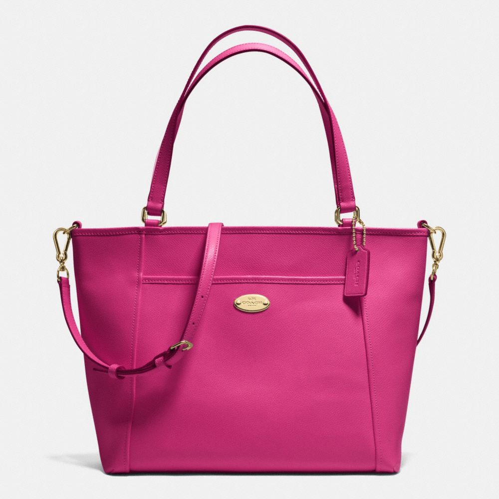 COACH POCKET TOTE IN CROSSGRAIN LEATHER - IMITATION GOLD/CRANBERRY - F34497