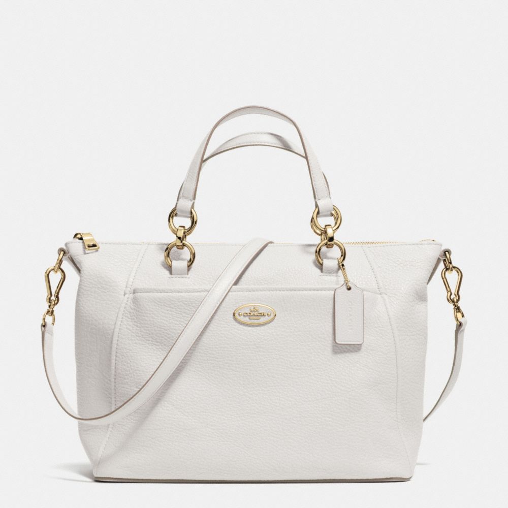 COLETTE SATCHEL IN PEBBLE LEATHER - f34508 - LIGHT GOLD/CHALK