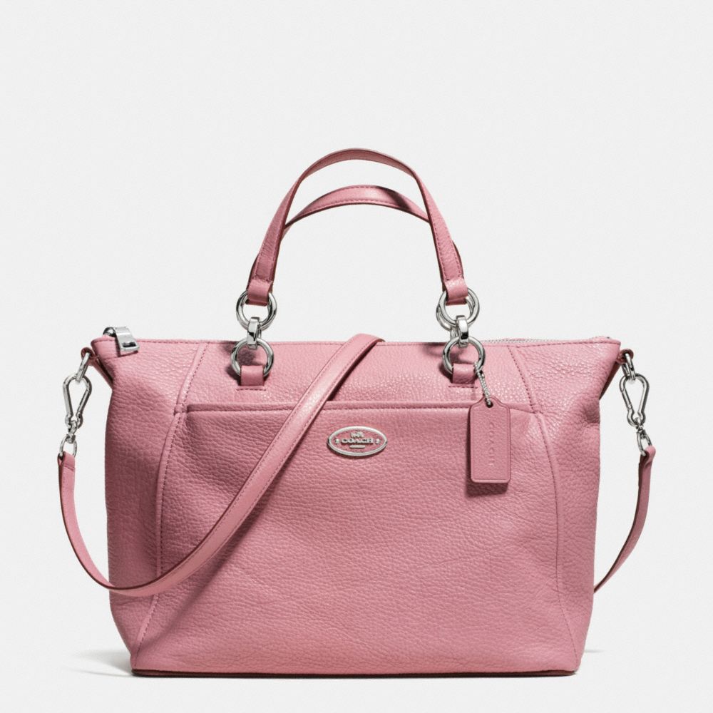 COACH F34508 COLETTE SATCHEL IN PEBBLE LEATHER -SILVER/SHADOW-ROSE