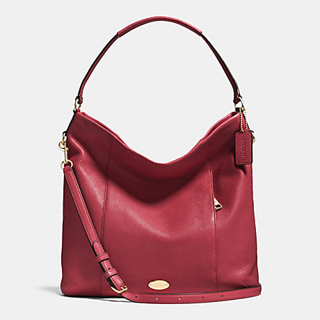 COACH SHOULDER BAG IN PEBBLE LEATHER - IMITATION GOLD/CRANBERRY - f34511