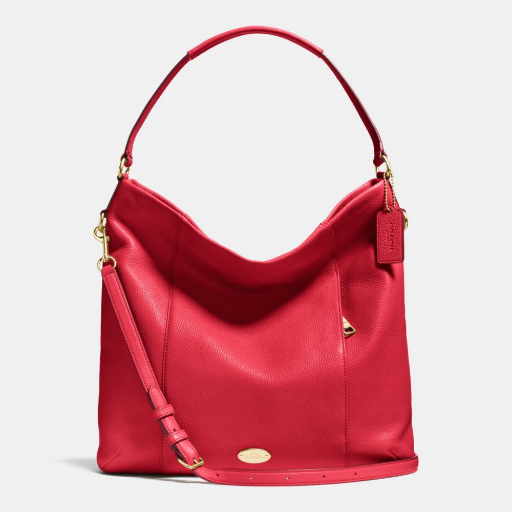 SHOULDER BAG IN PEBBLE LEATHER - f34511 - IMITATION GOLD/CLASSIC RED