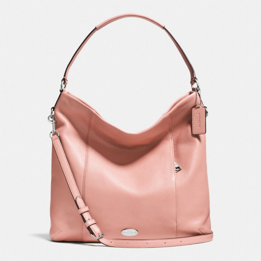 SHOULDER BAG IN PEBBLE LEATHER - f34511 - SILVER/BLUSH