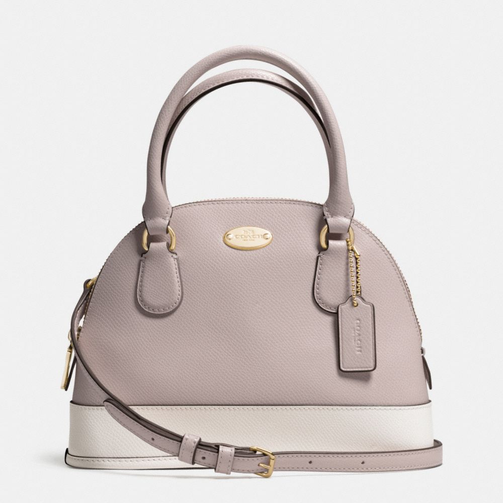 MINI CORA DOMED SATCHEL IN BICOLOR CROSSGRAIN LEATHER - LIGHT GOLD/GREY BIRCH/CHALK - COACH F34517