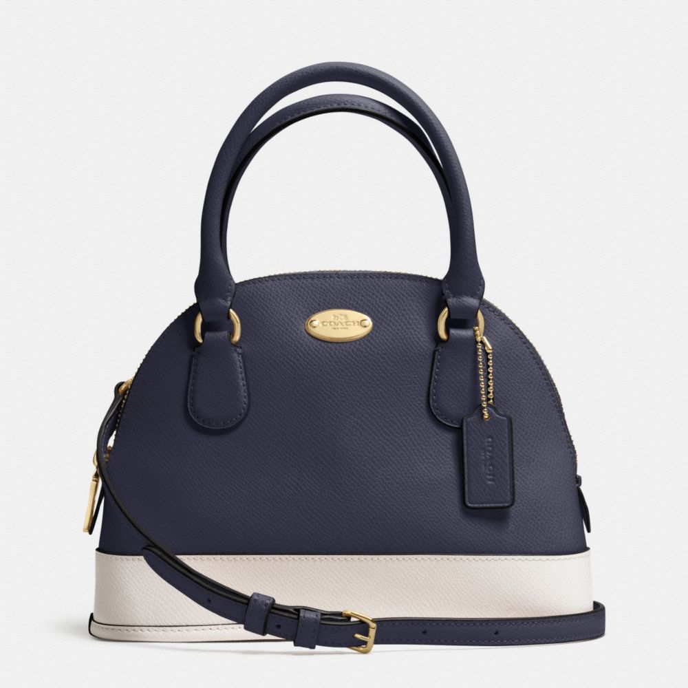 MINI CORA DOMED SATCHEL IN BICOLOR CROSSGRAIN LEATHER - f34517 -  LIGHT GOLD/MIDNIGHT/CHALK