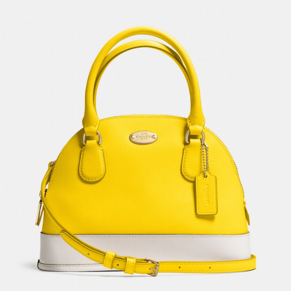 MINI CORA DOMED SATCHEL IN BICOLOR CROSSGRAIN LEATHER - LIGHT GOLD/YELLOW/CHALK - COACH F34517