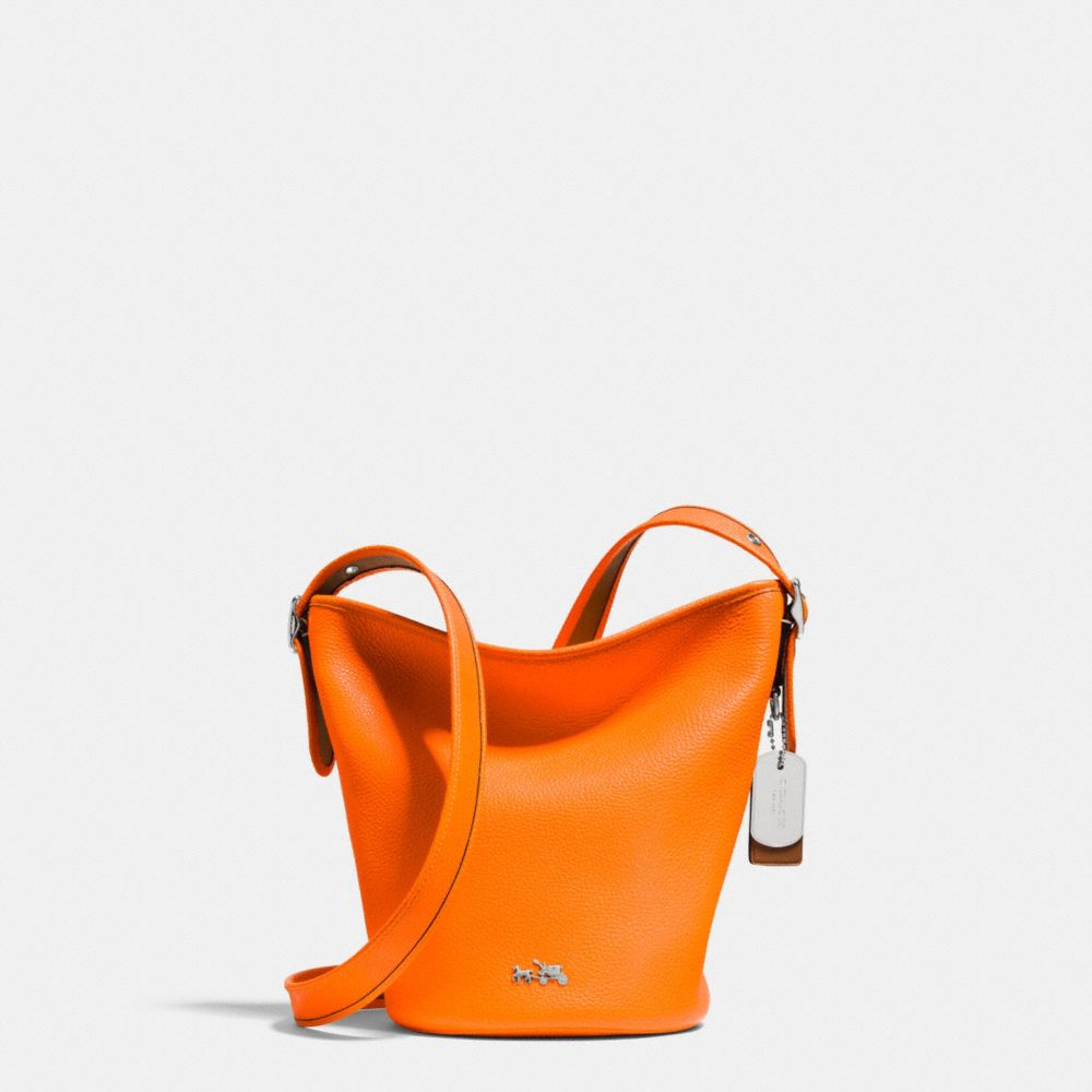 COACH C.O.A.C.H. MINI DUFFLE IN POLISHED PEBBLE LEATHER - SILVER/NEON ORANGE - f34527