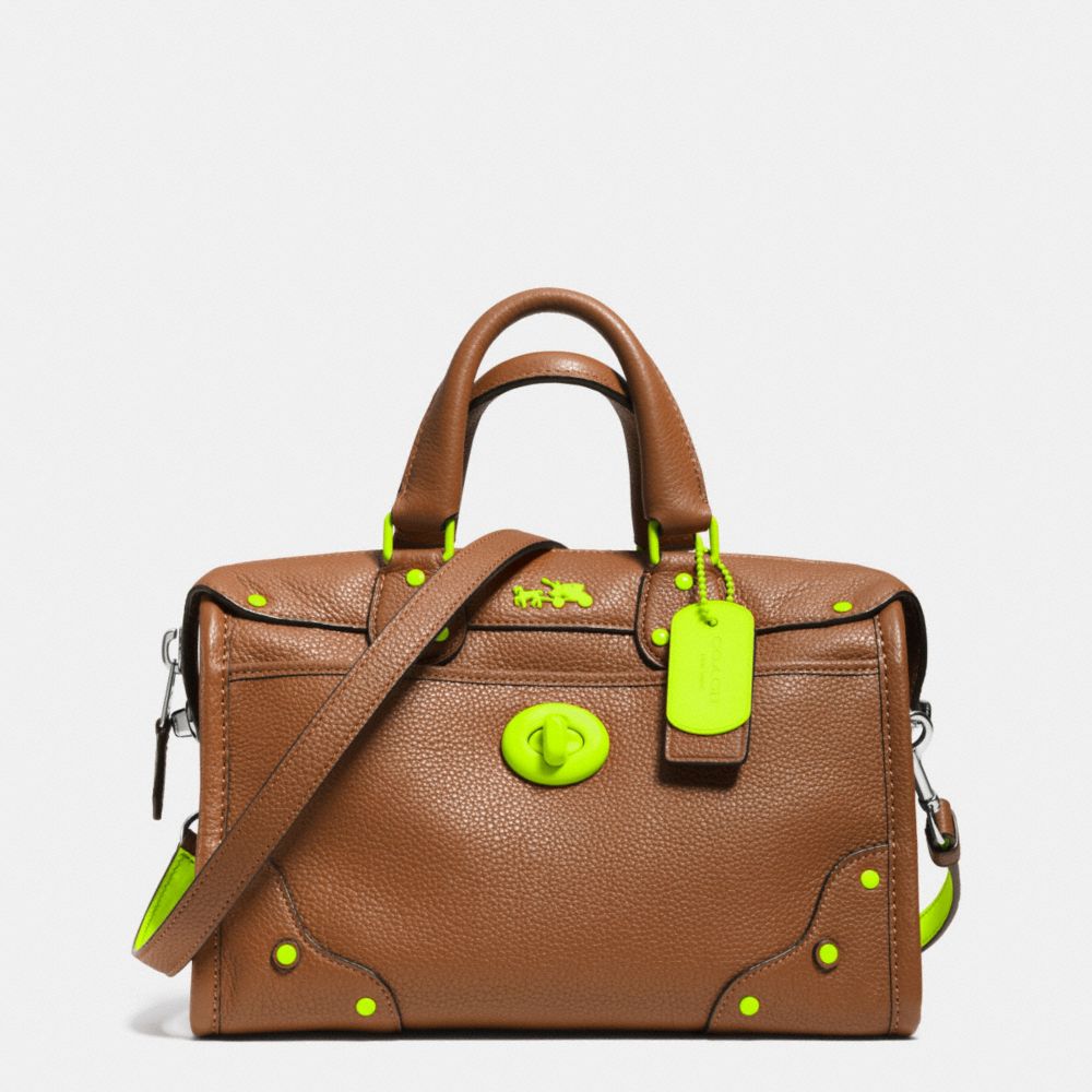 C.O.A.C.H. RHYDER 24 SATCHEL IN CALF LEATHER - GL/SADDLE GLO LLIGHT GOLDE - COACH F34556