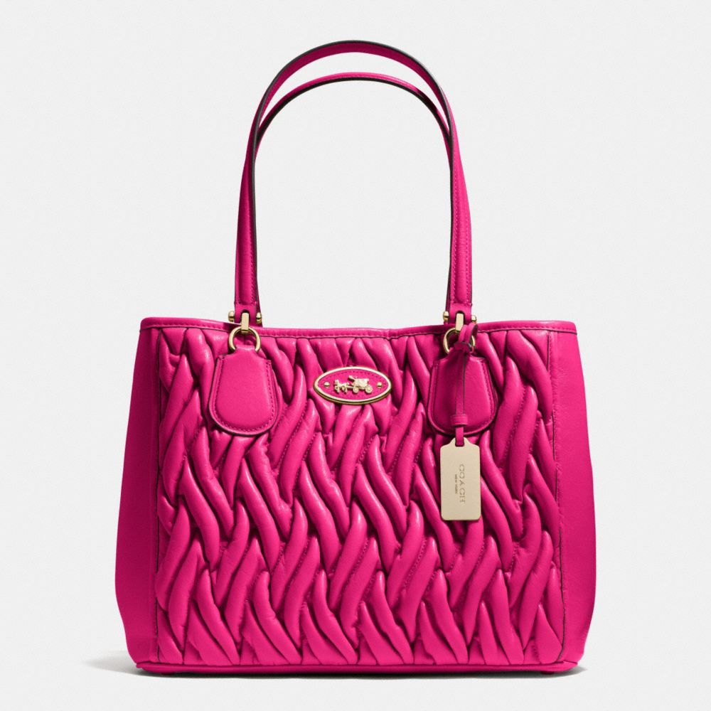 KITT CARRYALL IN GATHERED LEATHER - LIGHT GOLD/PINK RUBY - COACH F34564