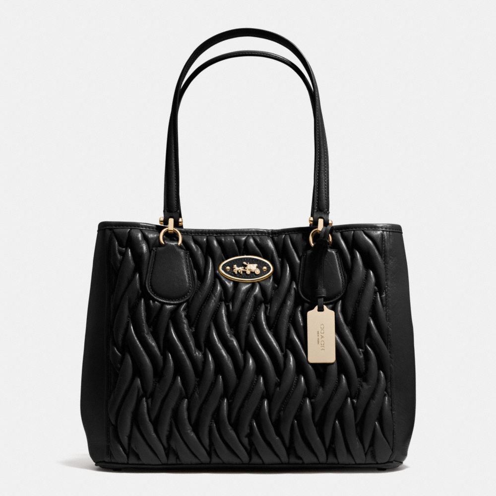 KITT CARRYALL IN GATHERED LEATHER - LIGHT GOLD/BLACK - COACH F34564