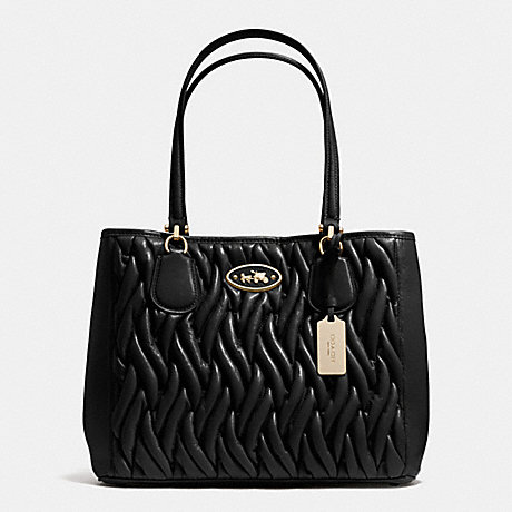 COACH KITT CARRYALL IN GATHERED LEATHER - LIGHT GOLD/BLACK - f34564