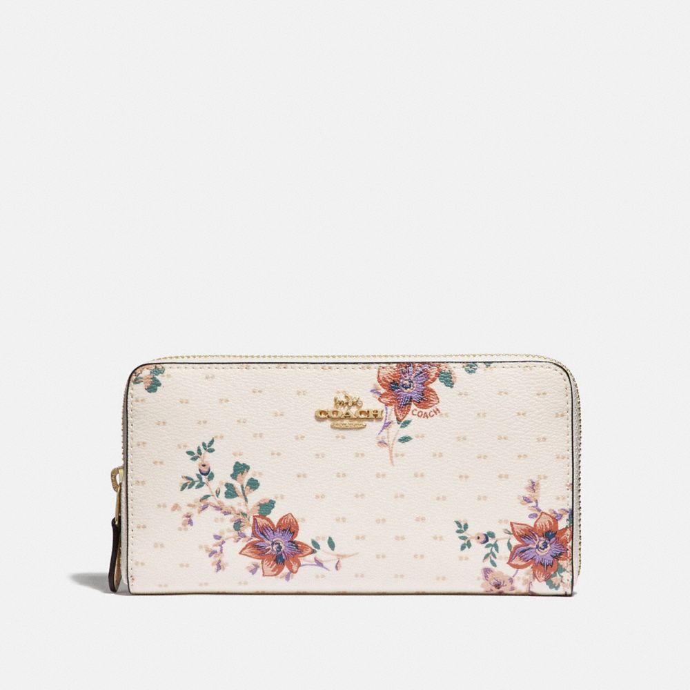 COACH F34585 Accordion Zip Wallet With Mini Magnolia Bouquet Print CHALK MULTI/LIGHT GOLD