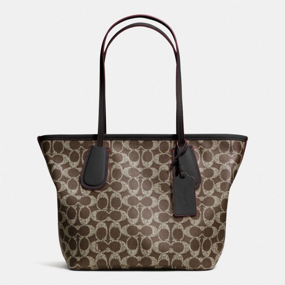 COACH TAXI ZIP TOTE 24 IN SIGNATURE - LIGHT GOLD/SADDLE/BLACK - COACH F34594