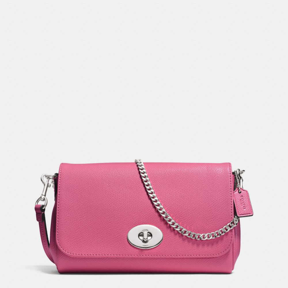 MINI RUBY CROSSBODY IN LEATHER - f34604 -  SILVER/SUNSET RED