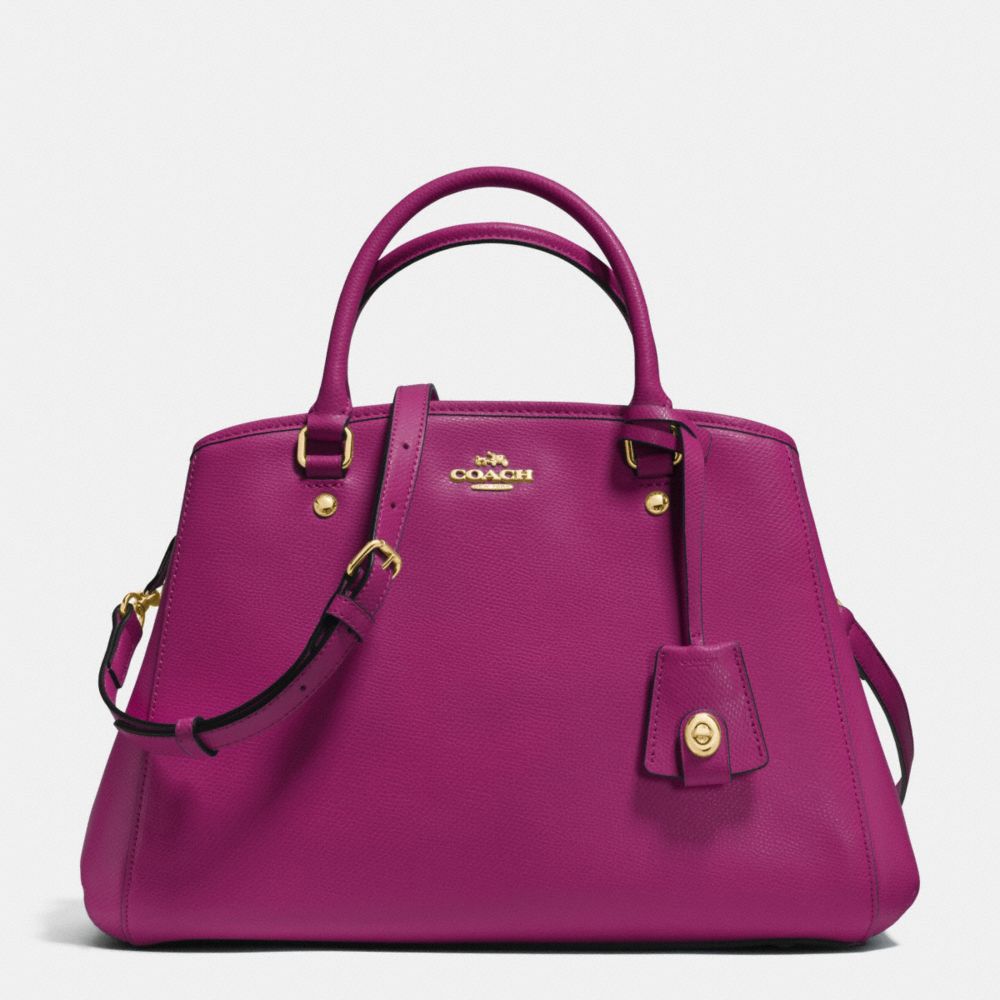 COACH F34607 - SMALL MARGOT CARRYALL IN LEATHER IMITATION GOLD/FUCHSIA