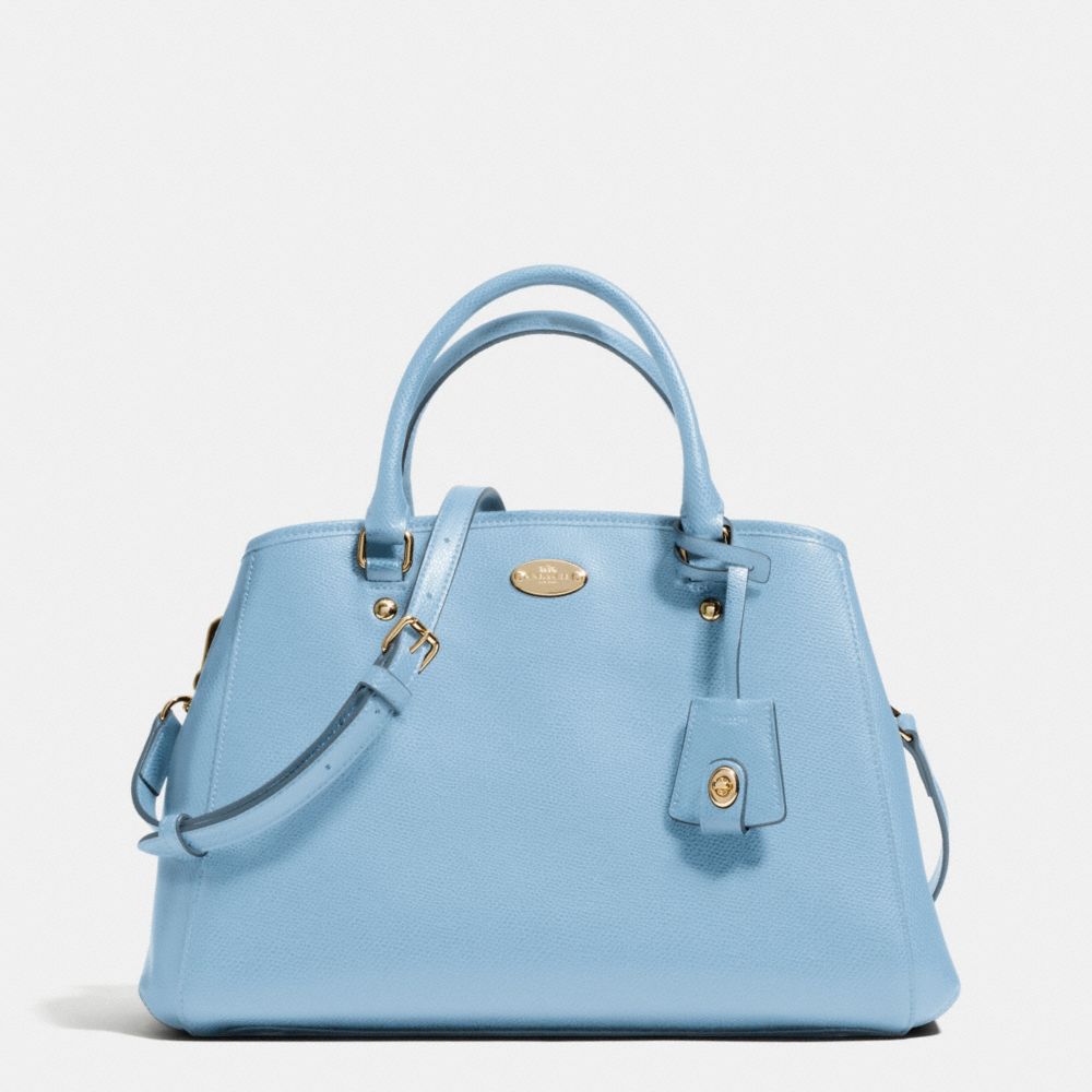 SMALL MARGOT CARRYALL IN CROSSGRAIN LEATHER - LIGHT GOLD/PALE BLUE - COACH F34607