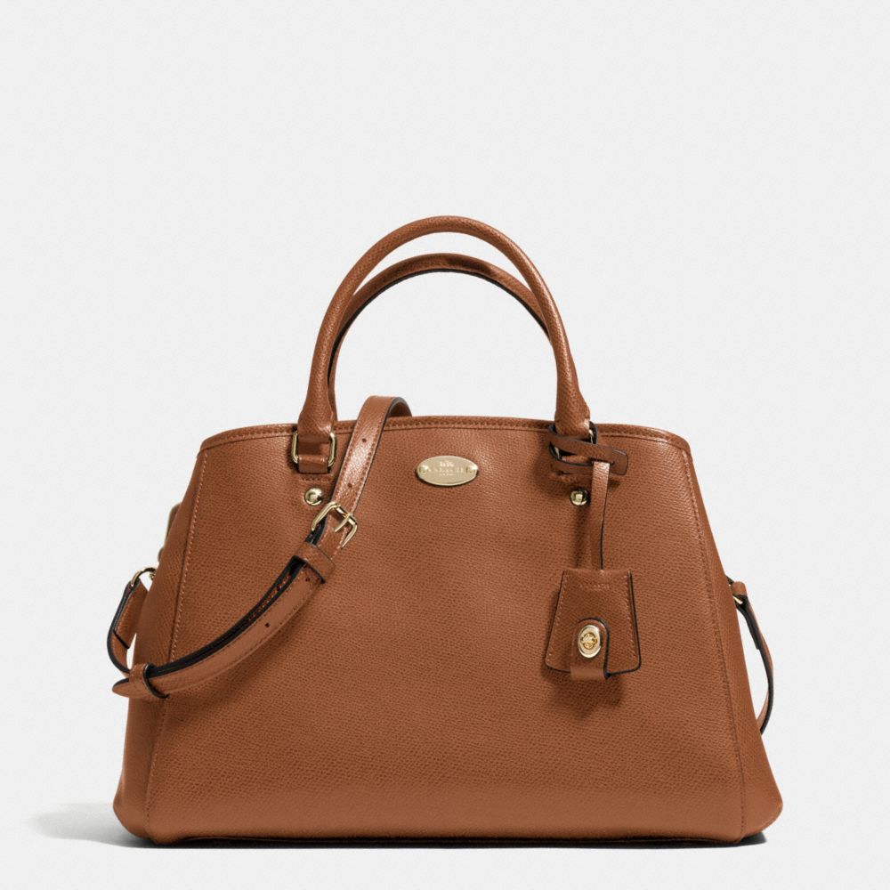 SMALL MARGOT CARRYALL IN LEATHER - LIGHT GOLD/SADDLE - COACH F34607