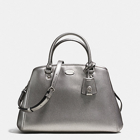 COACH f34607 SMALL MARGOT CARRYALL IN LEATHER  SILVER/PEWTER
