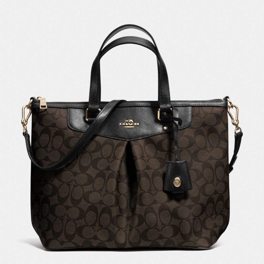 SIGNATURE PLEAT TOTE - LIGHT GOLD/BROWN/BLACK - COACH F34614