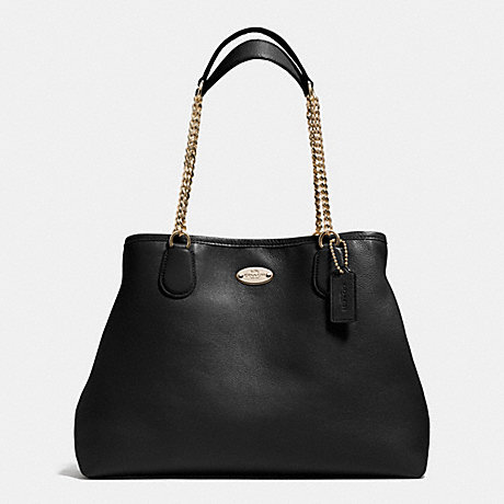 COACH CHAIN SHOULDER BAG IN PEBBLE LEATHER - LIGHT GOLD/BLACK - f34619