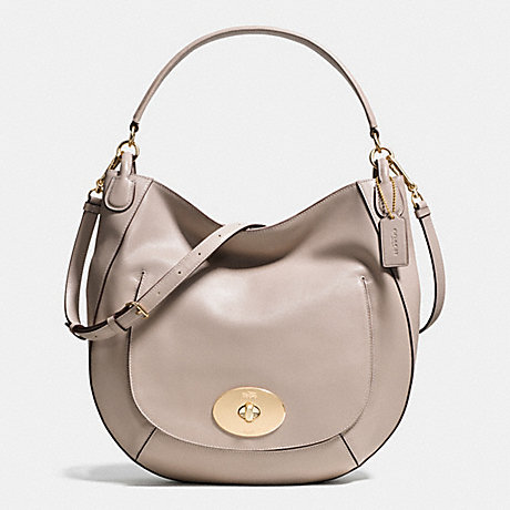 COACH F34656 CIRCLE HOBO IN SMOOTH CALF LEATHER LIGHT-GOLD/GREY-BIRCH