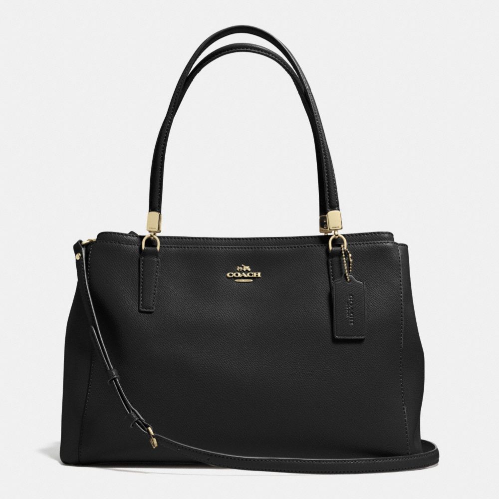 COACH F34672 CHRISTIE CARRYALL IN LEATHER LIGHT-GOLD/BLACK