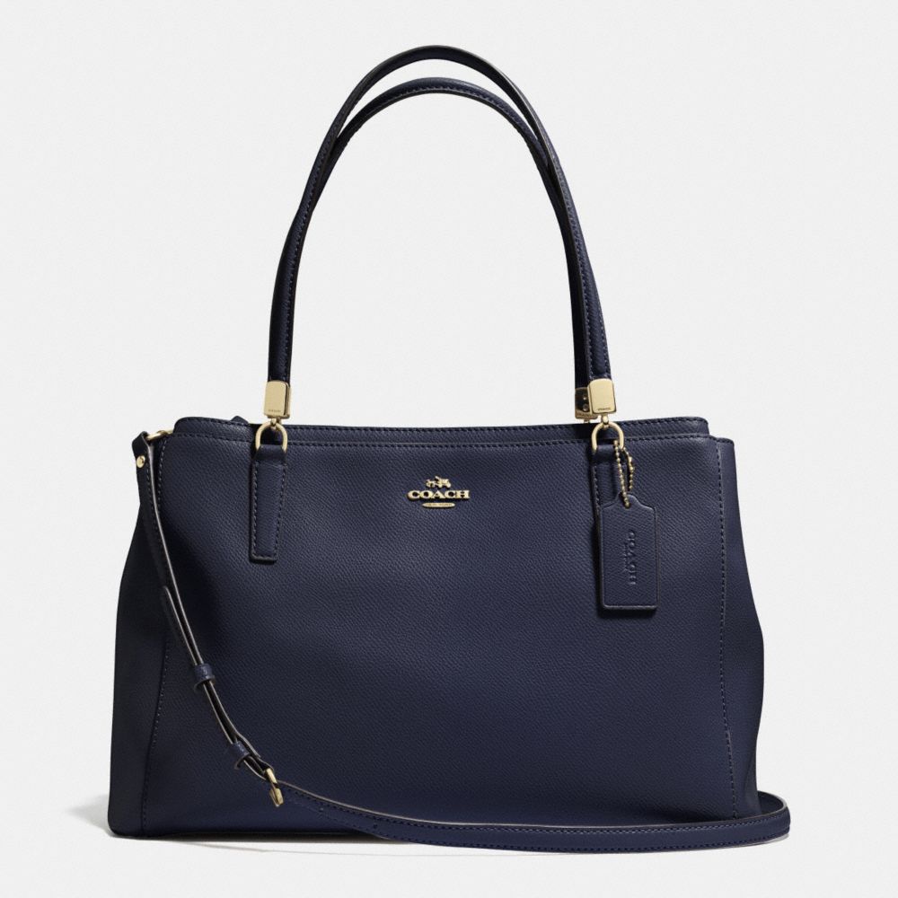 COACH F34672 - CHRISTIE CARRYALL IN LEATHER LIGHT GOLD/MIDNIGHT