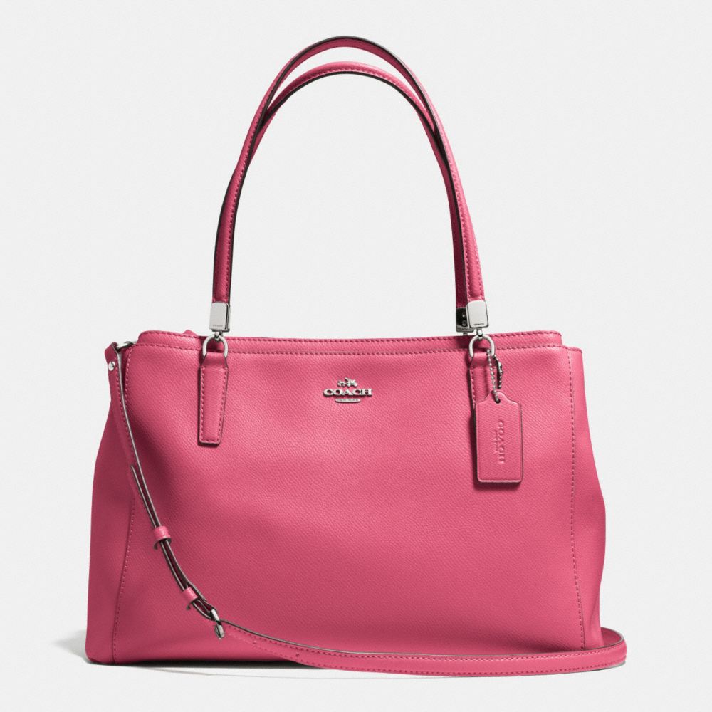 COACH F34672 - CHRISTIE CARRYALL IN LEATHER SILVER/SUNSET RED