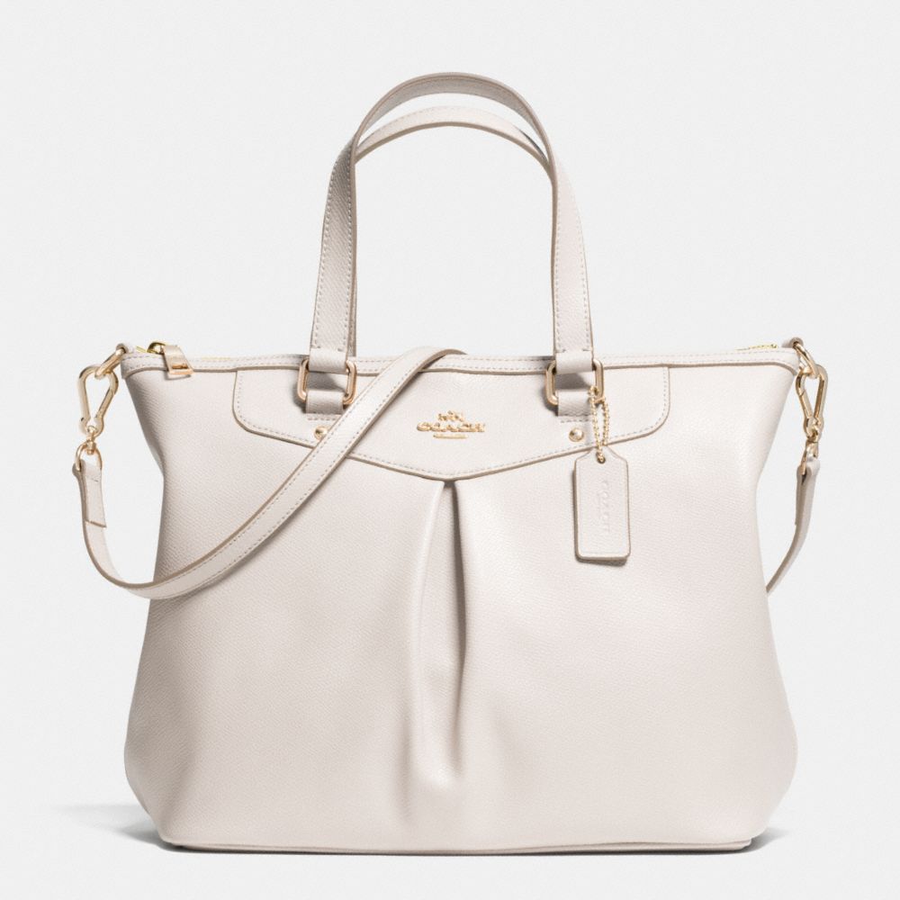 PLEAT TOTE IN CROSSGRAIN LEATHER - f34680 -  LIGHT GOLD/CHALK