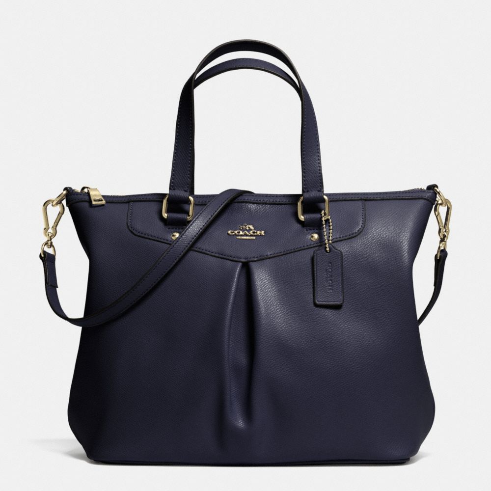 COACH F34680 PLEAT TOTE IN CROSSGRAIN LEATHER LIGHT-GOLD/MIDNIGHT