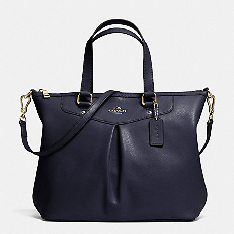 COACH f34680 PLEAT TOTE IN CROSSGRAIN LEATHER LIGHT GOLD/MIDNIGHT