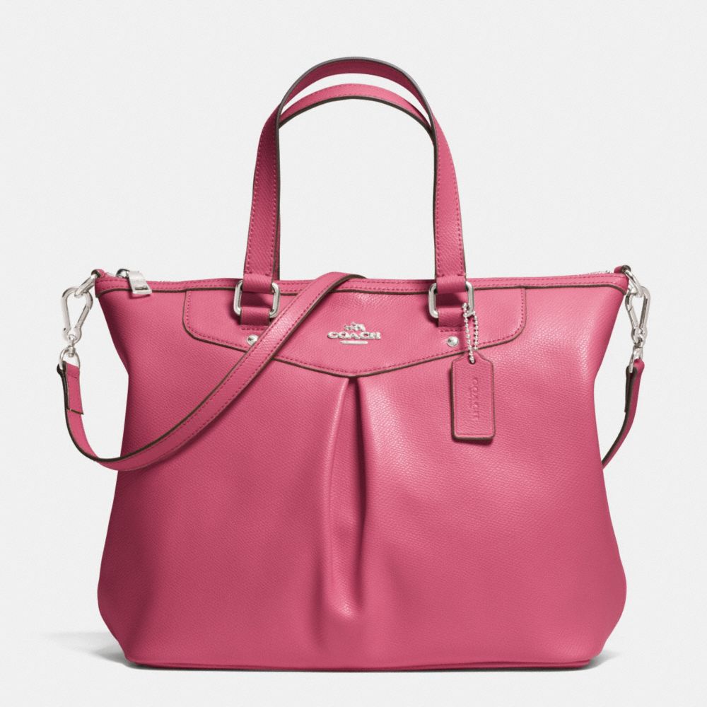 COACH PLEAT TOTE IN CROSSGRAIN LEATHER -  SILVER/SUNSET RED - f34680