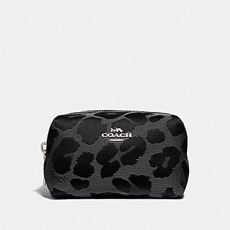 COACH F34721 FOLDED COSMETIC CASE WITH LEOPARD PRINT GREY/SILVER