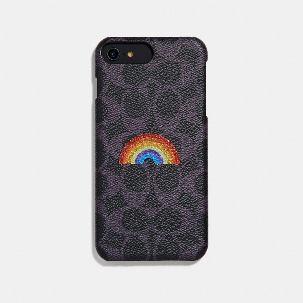 IPHONE 8 PLUS CASE IN SIGNATURE CANVAS WITH RAINBOW - NAVY MULTI - COACH F34724