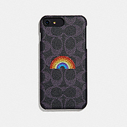 COACH F34724 Iphone 8 Plus Case In Signature Canvas With Rainbow NAVY MULTI