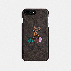 COACH F34726 Iphone 8 Plus Case In Signature Canvas With Glitter Cherry BROWN/MULTI
