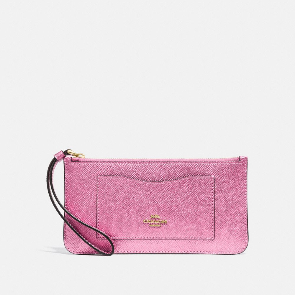 COACH F34762 - ZIP TOP WALLET METALLIC ANTIQUE BLUSH/LIGHT GOLD