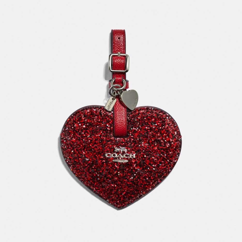 COACH HEART LUGGAGE TAG - RED/SILVER - F34769