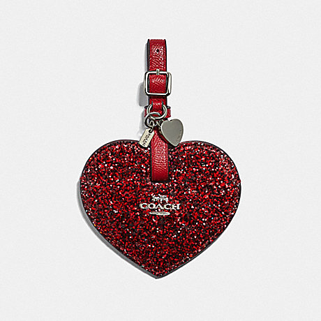 COACH F34769 HEART LUGGAGE TAG RED/SILVER