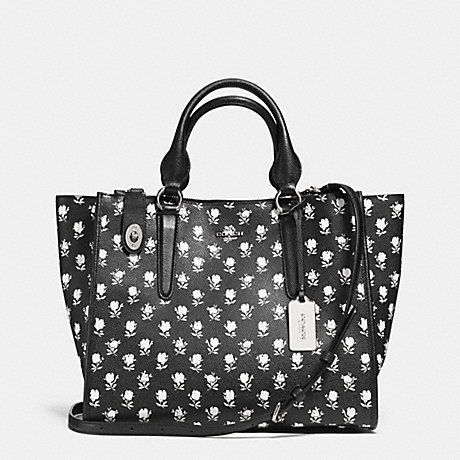 COACH CROSBY CARRYALL IN PRINTED CROSSGRAIN LEATHER - SILVER/BK PCHMNT BDLND FLR - f34775