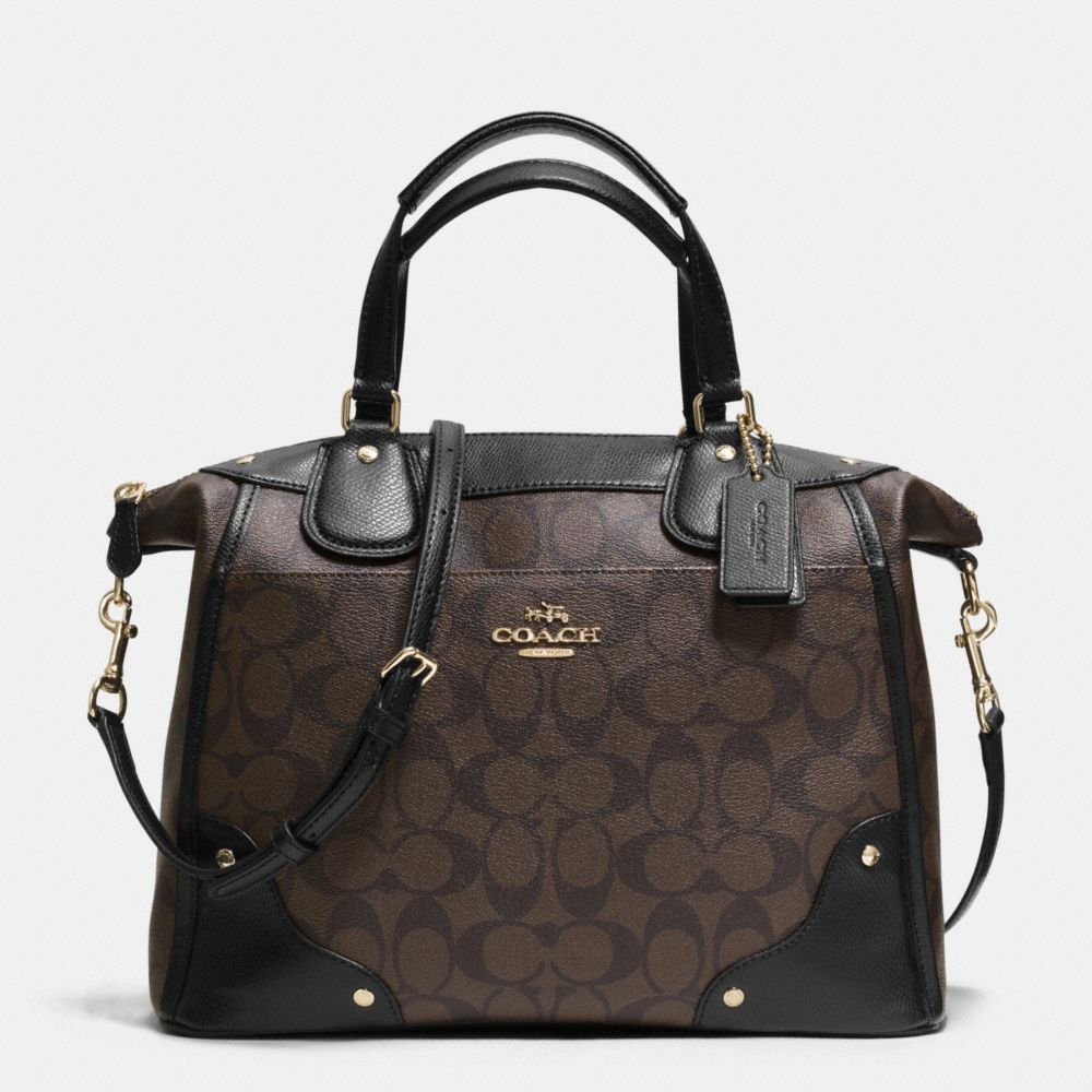 MICKIE SATCHEL IN SIGNATURE COATED CANVAS - LIGHT GOLD/BROWN/BLACK - COACH F34800
