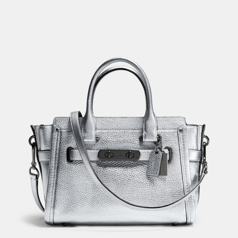 COACH f34816 COACH SWAGGER  27 IN PEBBLE LEATHER DARK GUNMETAL/SILVER