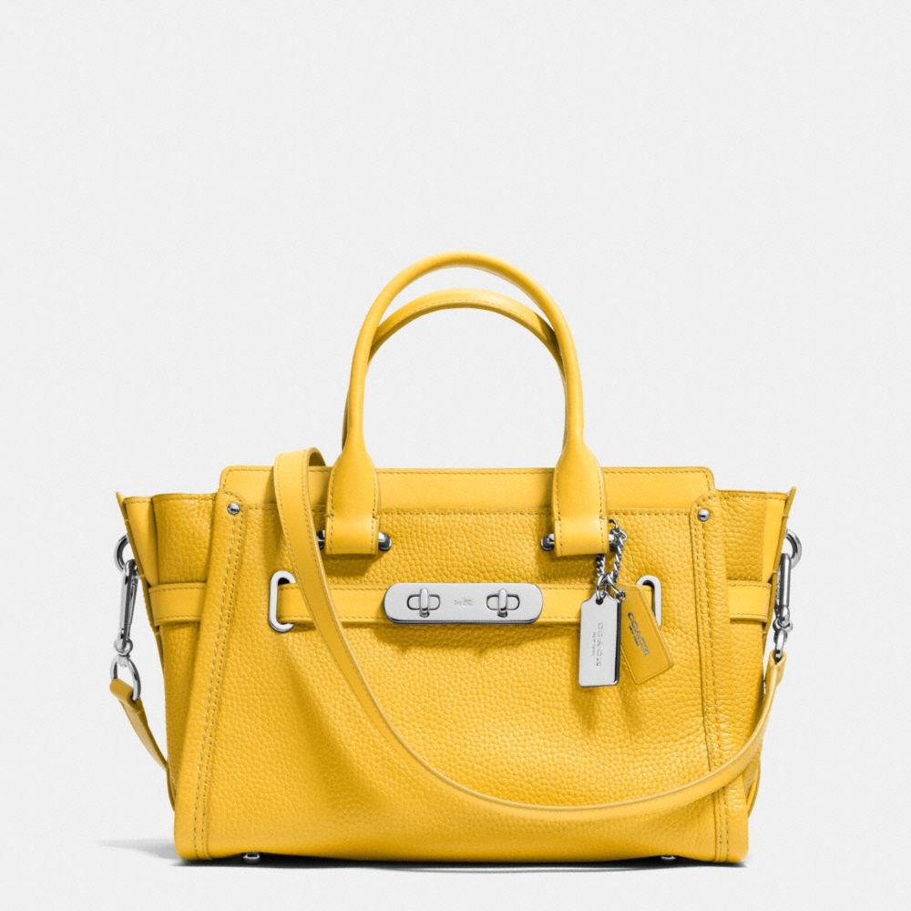 COACH SWAGGER  27 IN PEBBLE LEATHER - SILVER/CANARY - COACH F34816