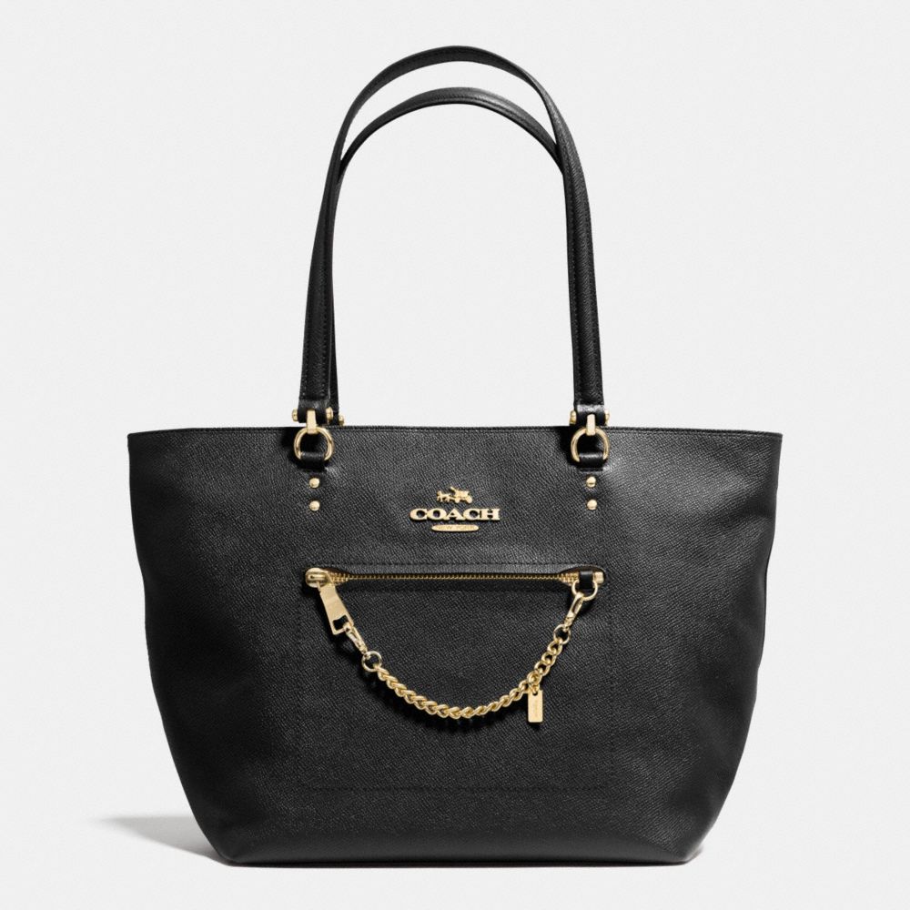 TOWN CAR TOTE IN CROSSGRAIN LEATHER - f34817 - LIGHT GOLD/BLACK