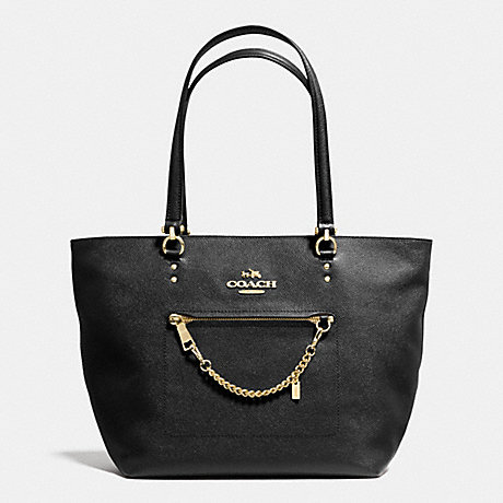 COACH TOWN CAR TOTE IN CROSSGRAIN LEATHER - LIGHT GOLD/BLACK - f34817