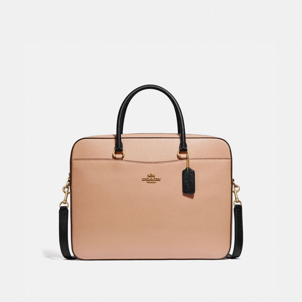 LAPTOP BAG - BEECHWOOD/BLACK/LIGHT GOLD - COACH F34822