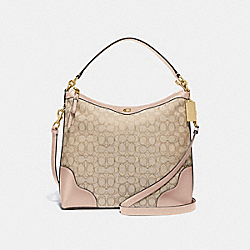 IVIE HOBO IN SIGNATURE JACQUARD - F34824 - LIGHT KHAKI/BEECHWOOD/LIGHT GOLD