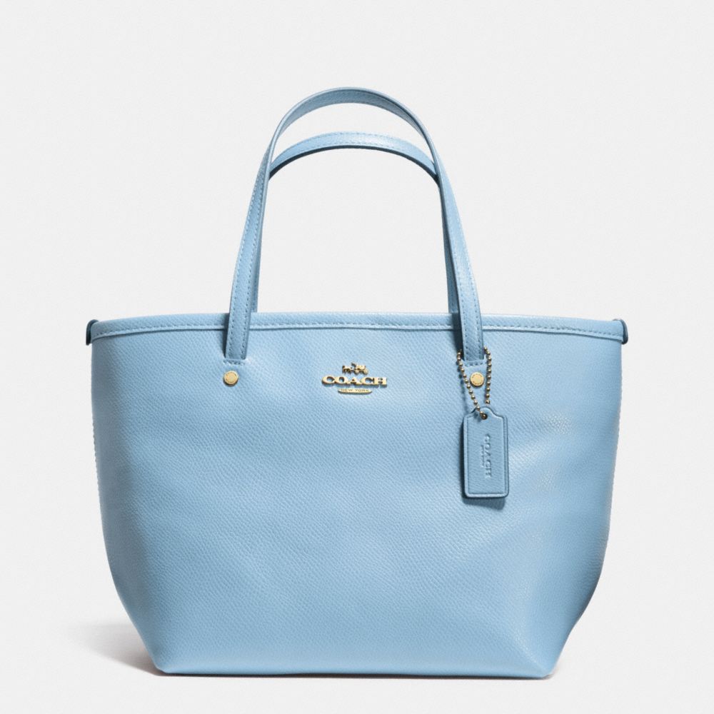 COACH F34871 Mini Street Tote In Crossgrain Leather LIGHT GOLD/PALE BLUE